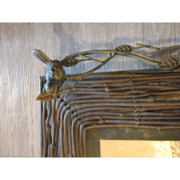 Wrought Iron Rustic Farm House Decor BIRDS Nests Decorative WALL MIRROR 33" Long - Picture 4 of 7